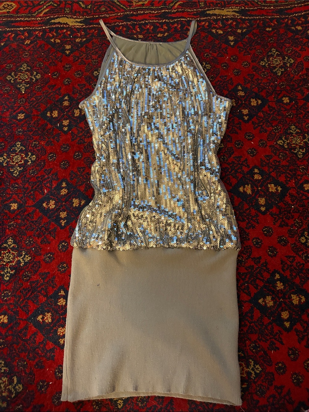 Vintage Silver Sequin Mini Dress